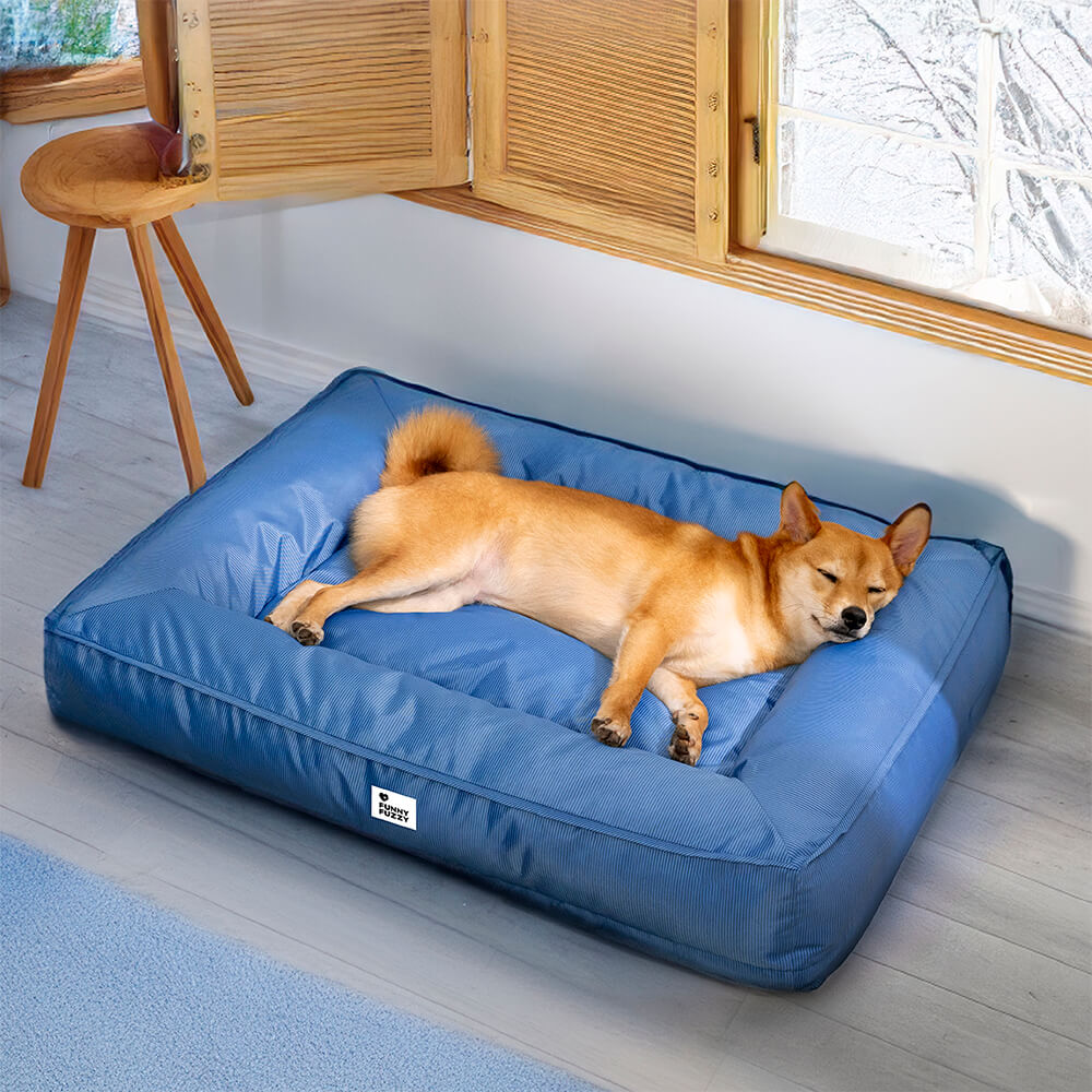 Funny Fuzzy Orthopedic Dog Bed Blue Waterproof Oxford Fabric Large — Image 2