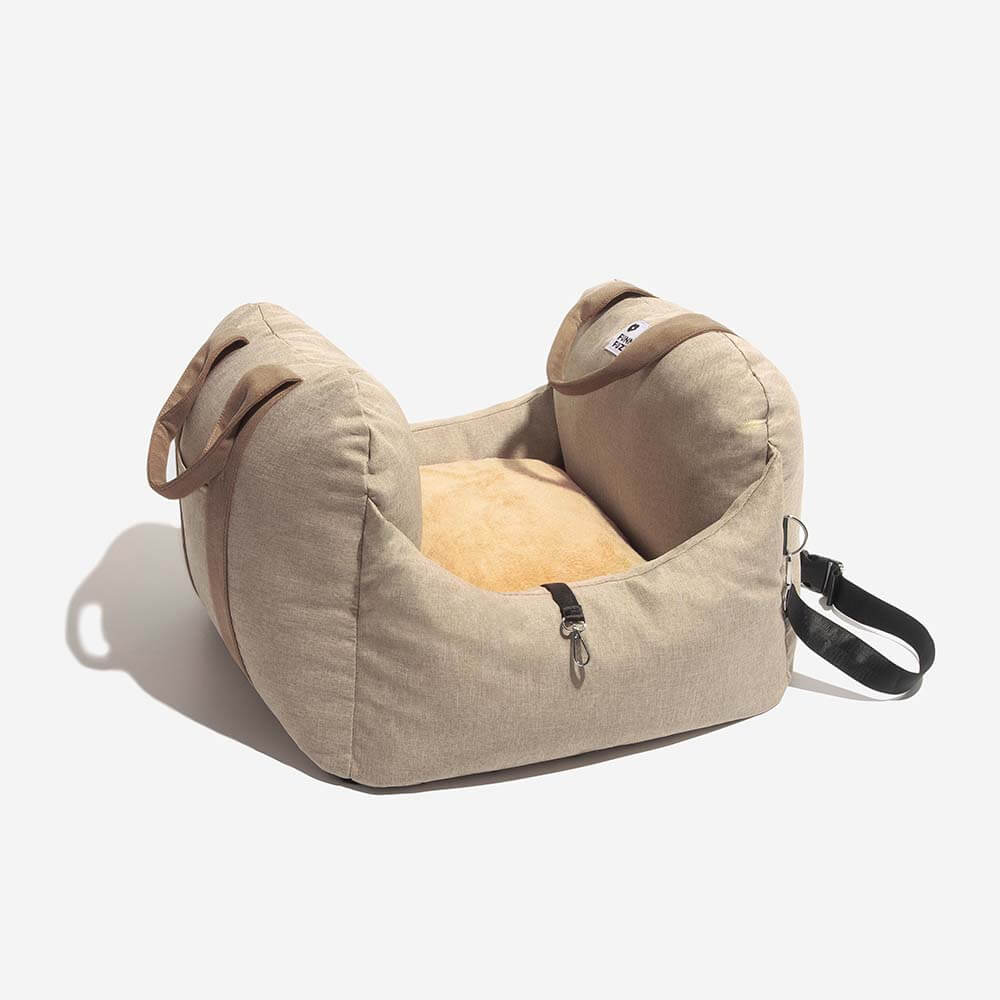 Funny Fuzzy Pet Car Seat Bed Soft Washable Cushion Safety Strap Anti-Slip Bottom — Image 21