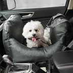 Funny Fuzzy Pet Car Seat Bed Soft Washable Cushion Safety Strap Anti-Slip Bottom — Main Image