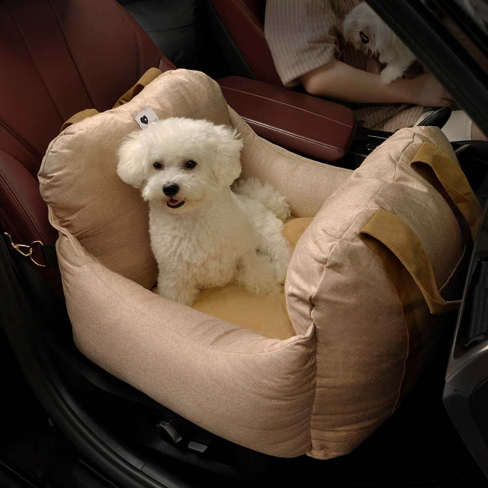 Funny Fuzzy Pet Car Seat Bed Soft Washable Cushion Safety Strap Anti-Slip Bottom — Image 3