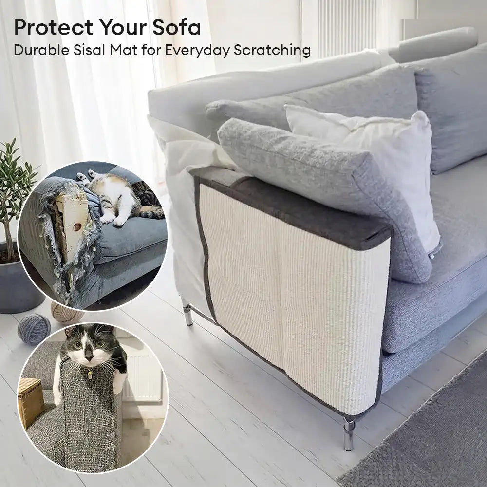 Cat Sofa Protector Durable Sisal Scratch Mat Beige for Armrest Protection — Image 2