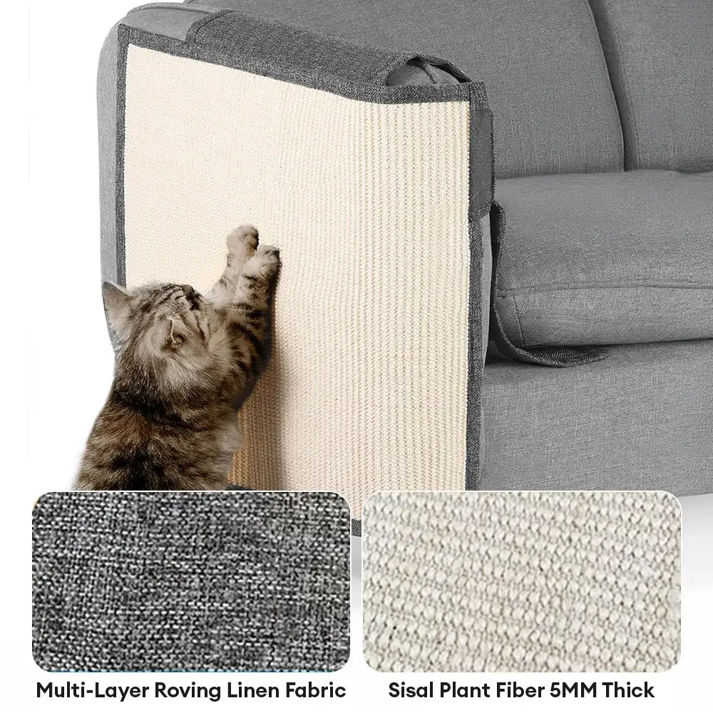 Cat Sofa Protector Durable Sisal Scratch Mat Beige for Armrest Protection — Image 4