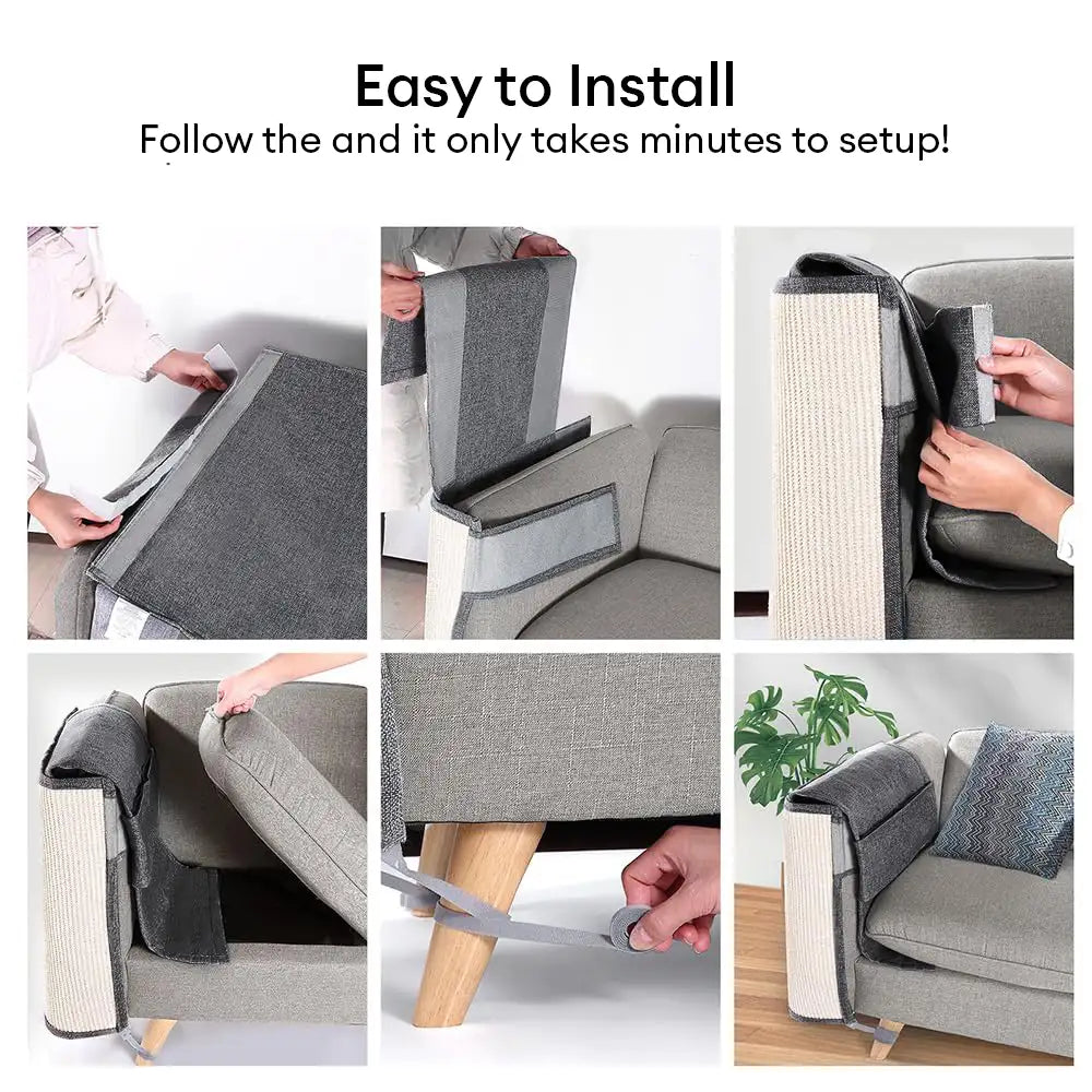 Cat Sofa Protector Durable Sisal Scratch Mat Beige for Armrest Protection — Image 8