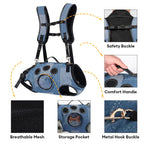 Pet Carrier Backpack Denim Fabric Breathable Mesh Safety Buckles — Image 4