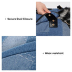 Pet Carrier Backpack Denim Fabric Breathable Mesh Safety Buckles — Image 6