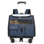 Pet Carrier Backpack with Wheels Convertible Travel Bag for Cats Dogs Breathable Mesh Multi-Pocket — Image 4