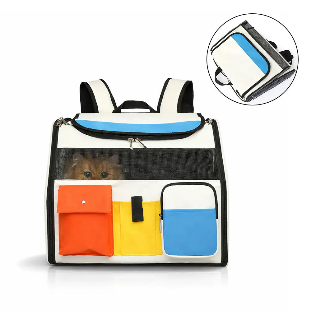 Pet Carrier Backpack with Wheels Convertible Travel Bag for Cats Dogs Breathable Mesh Multi-Pocket — Image 8