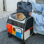Pet Carrier Backpack with Wheels Convertible Travel Bag for Cats Dogs Breathable Mesh Multi-Pocket — Main Image