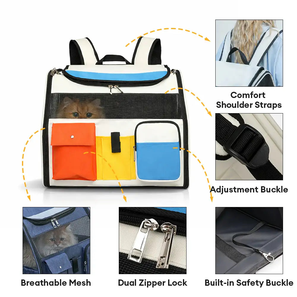 Pet Carrier Backpack with Wheels Convertible Travel Bag for Cats Dogs Breathable Mesh Multi-Pocket — Image 6