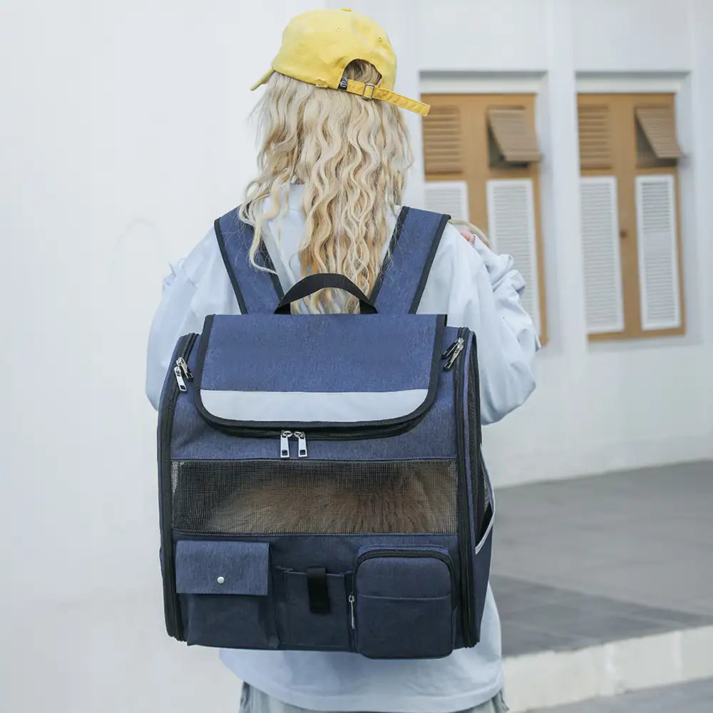 Pet Carrier Backpack with Wheels Convertible Travel Bag for Cats Dogs Breathable Mesh Multi-Pocket — Image 2
