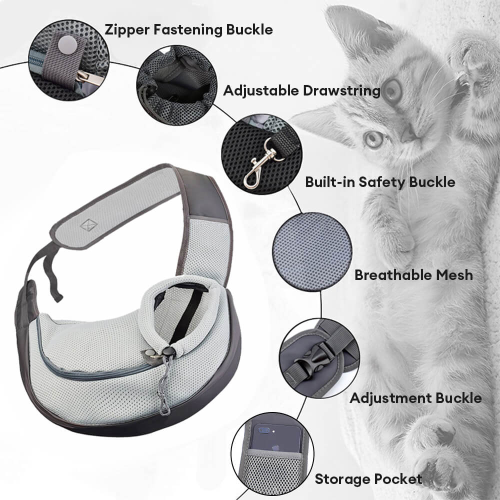 Pet Sling Carrier Bag Breathable Mesh Adjustable Strap Safety Buckle for Small Dogs Cats — Image 3