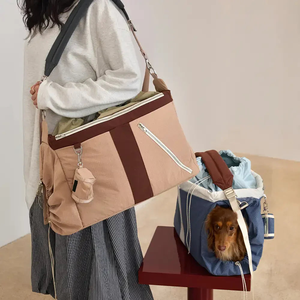 Pet Carrier Bag for Small Dogs and Cats – Waterproof Travel Tote with Adjustable Straps, Beige — Image 2