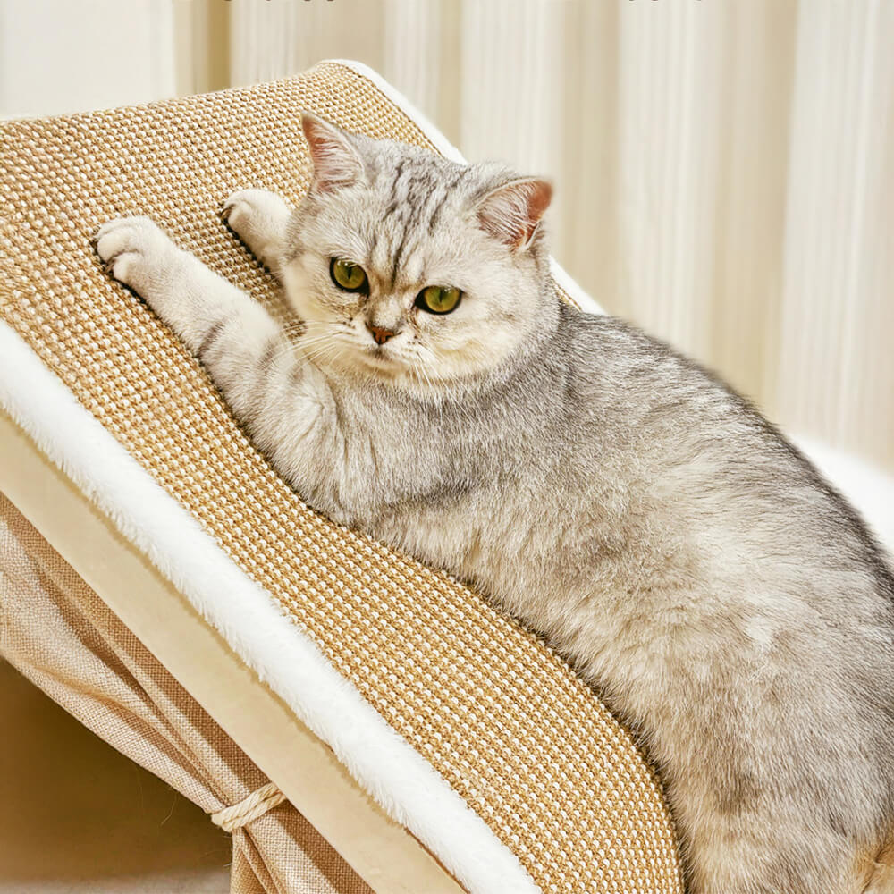 Luxury Cat House Tent with Scratching Surface Beige Foldable Indoor Pet Shelter — Image 6