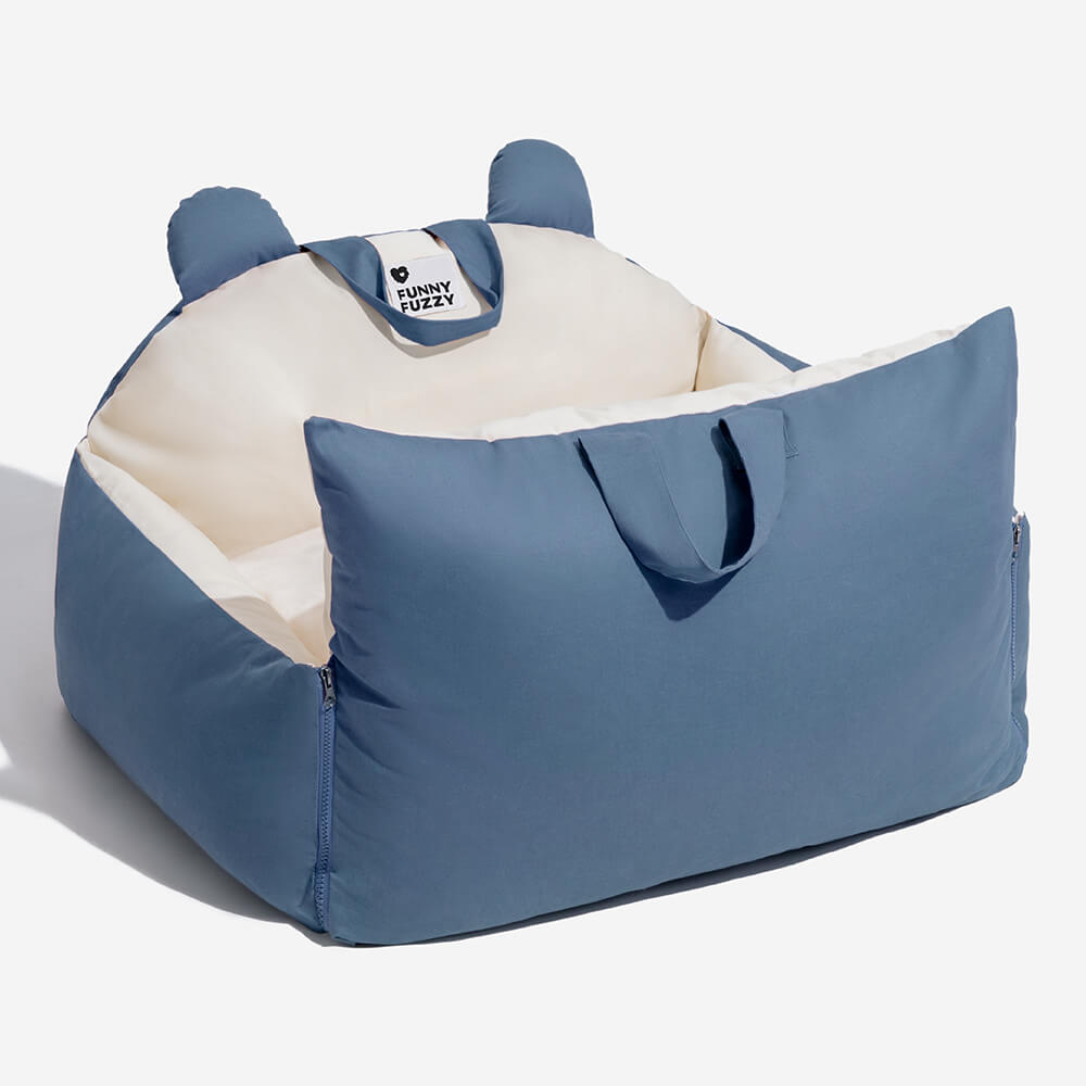 Funny Fuzzy Pet Car Seat Bed Convertible Travel Carrier with Safety Strap and Zipper Design — Image 22