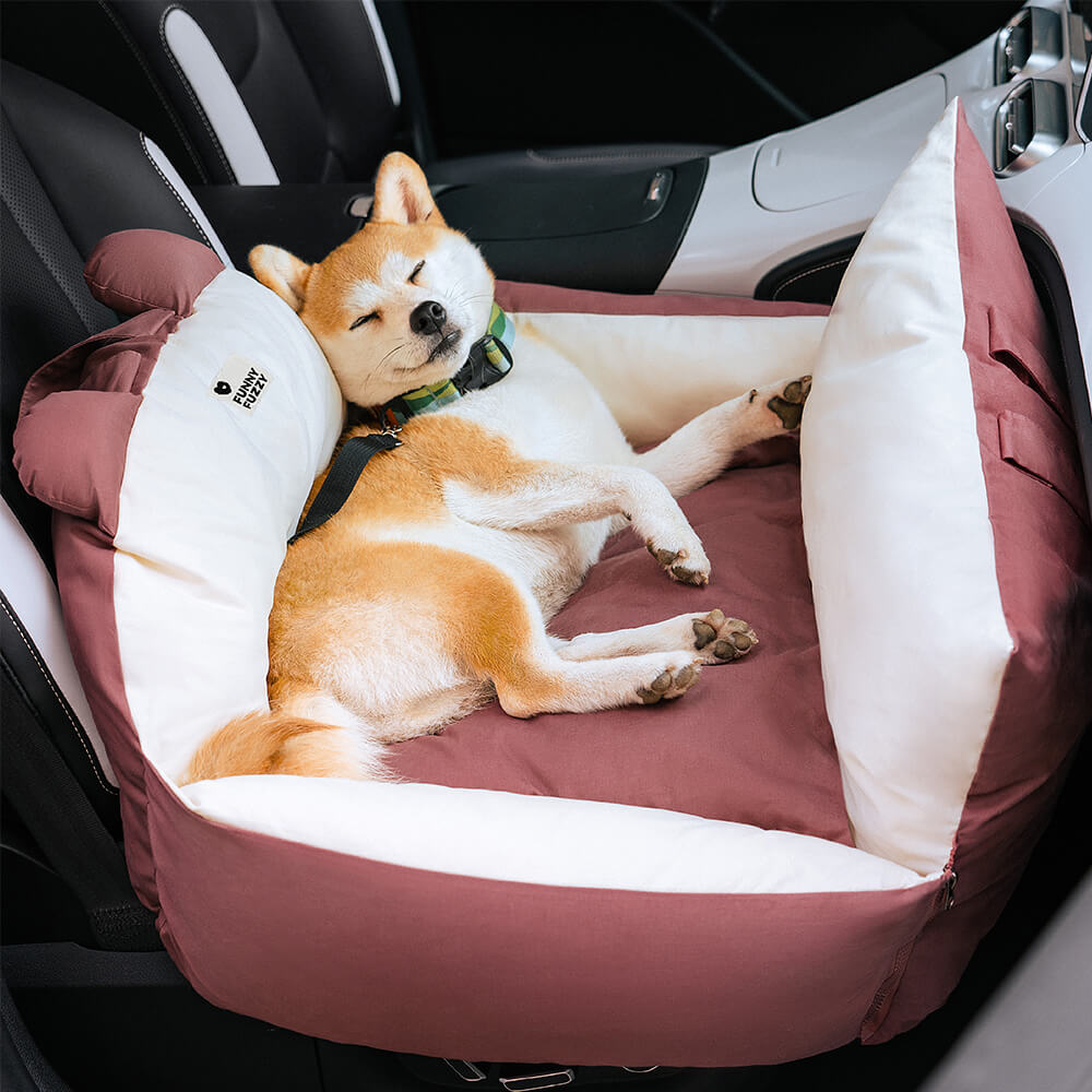 Funny Fuzzy Pet Car Seat Bed Convertible Travel Carrier with Safety Strap and Zipper Design — Image 5