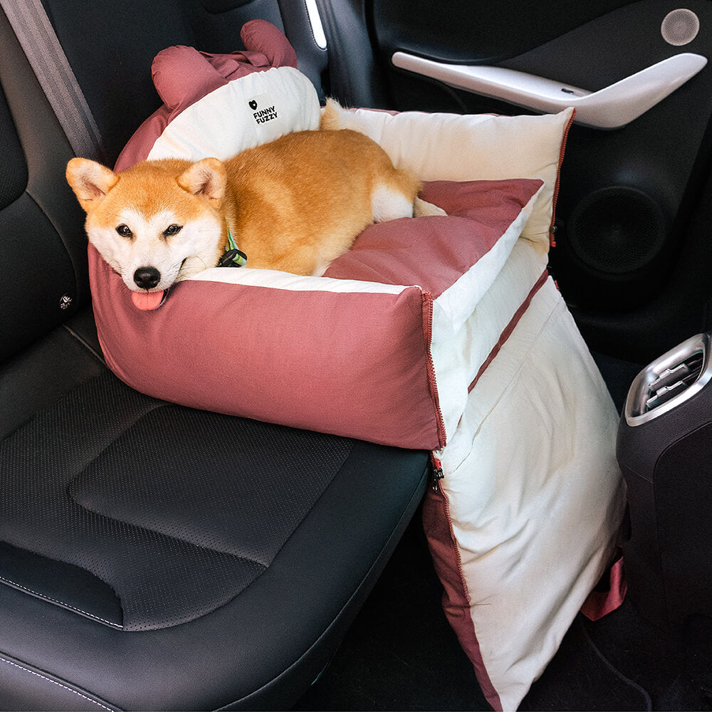 Funny Fuzzy Pet Car Seat Bed Convertible Travel Carrier with Safety Strap and Zipper Design — Image 2