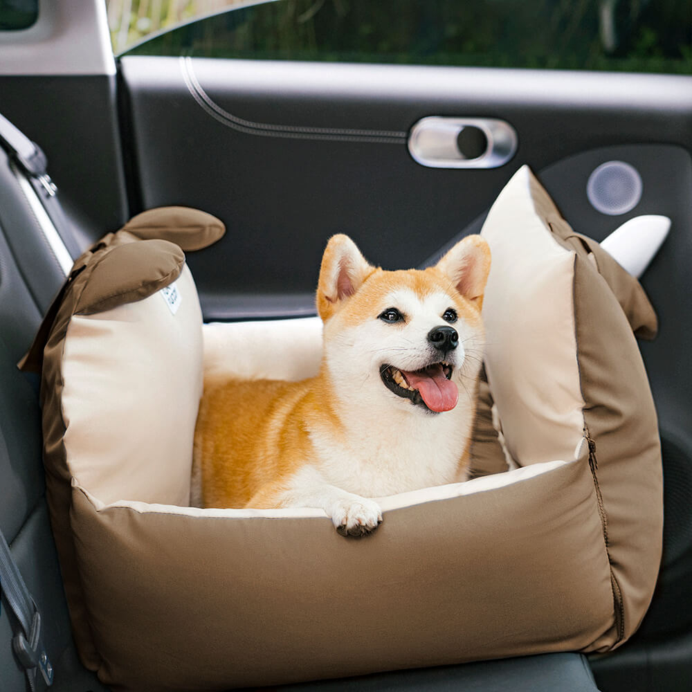 Funny Fuzzy Pet Car Seat Bed Convertible Travel Carrier with Safety Strap and Zipper Design — Image 16