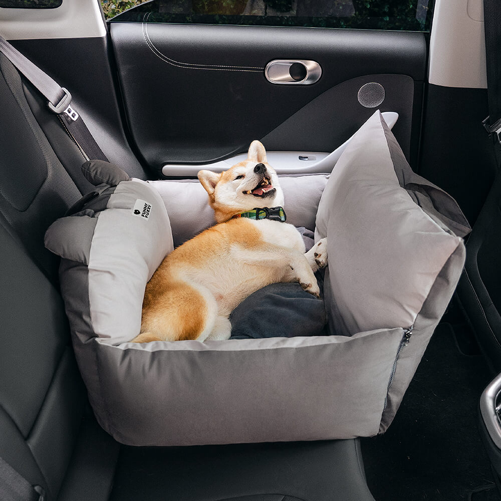 Funny Fuzzy Pet Car Seat Bed Convertible Travel Carrier with Safety Strap and Zipper Design — Main Image