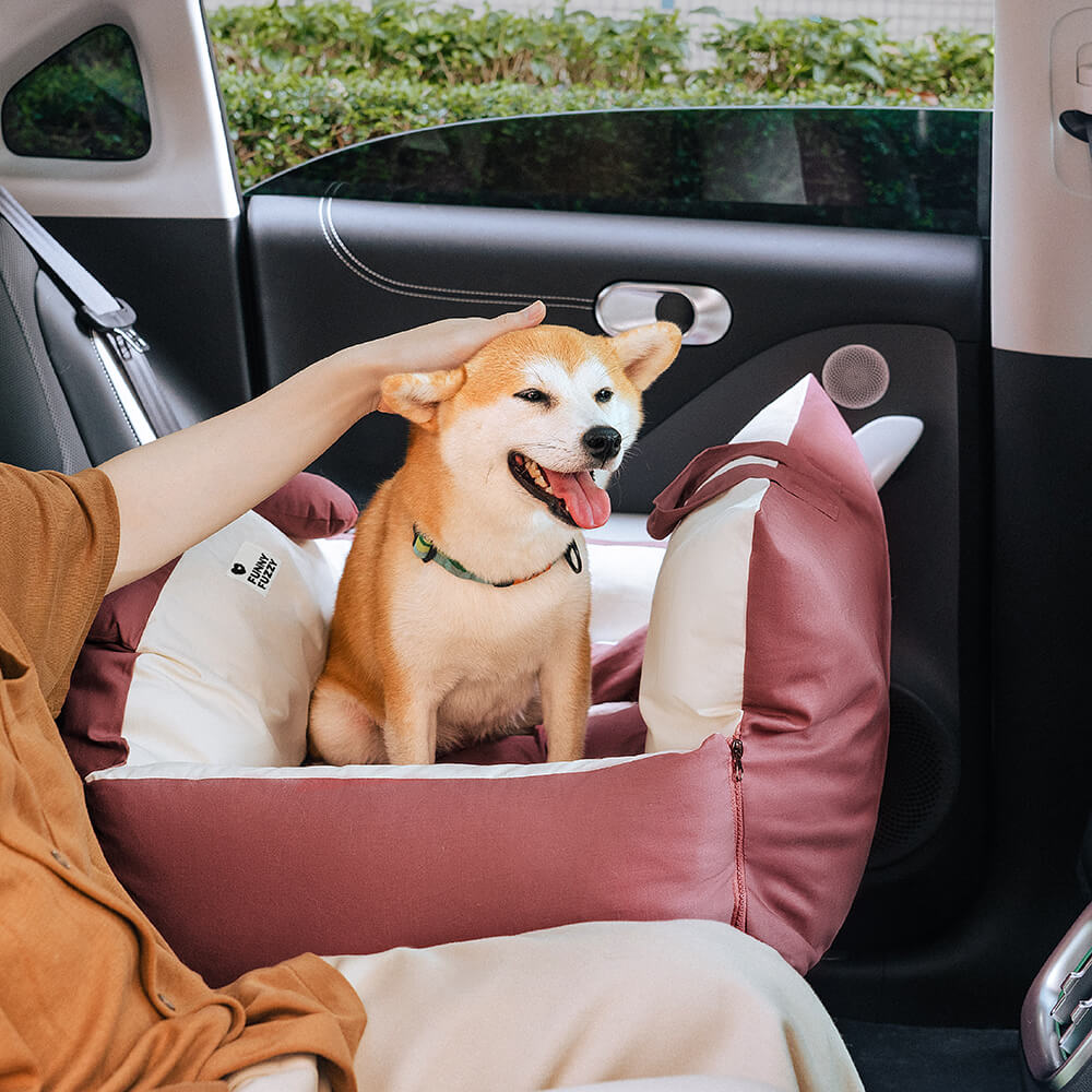 Funny Fuzzy Pet Car Seat Bed Convertible Travel Carrier with Safety Strap and Zipper Design — Image 7
