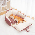Funny Fuzzy Pet Car Seat Bed Convertible Travel Carrier with Safety Strap and Zipper Design — Image 10