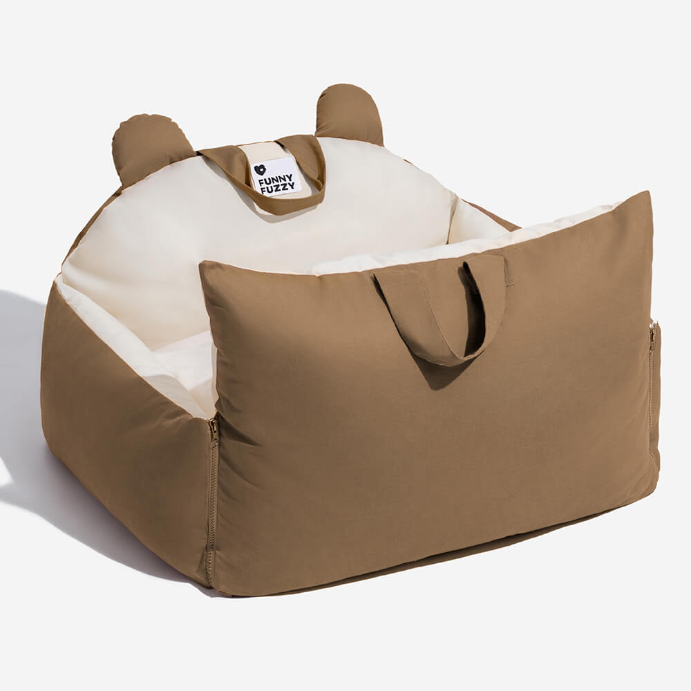 Funny Fuzzy Pet Car Seat Bed Convertible Travel Carrier with Safety Strap and Zipper Design — Image 20