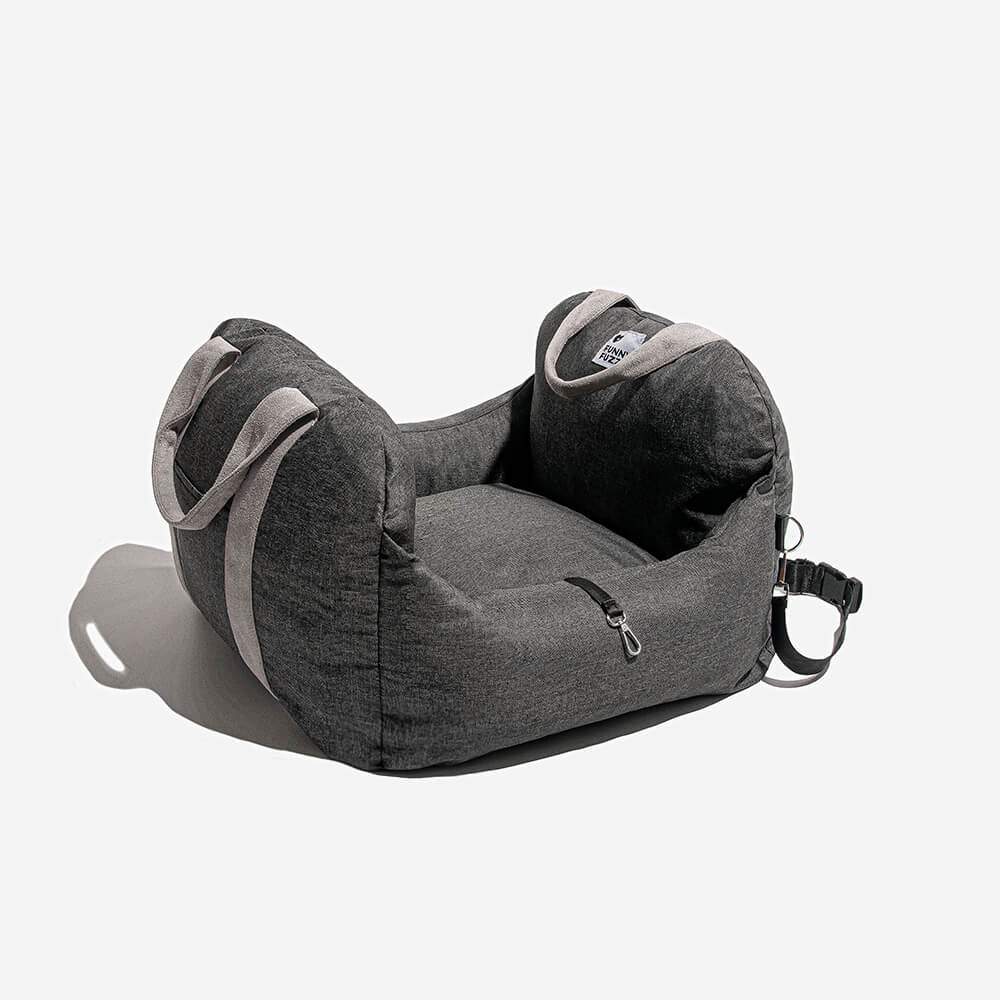 Funny Fuzzy Pet Car Seat Bed Soft Washable Cushion Safety Strap Anti-Slip Bottom — Image 2