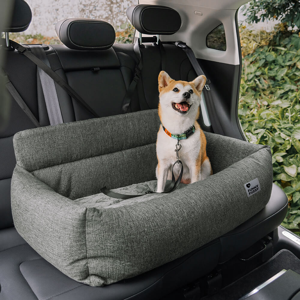 Funny Fuzzy Pet Car Seat Bed Durable Washable Fabric Safety Straps Anti-Slip Design for Dogs — Main Image