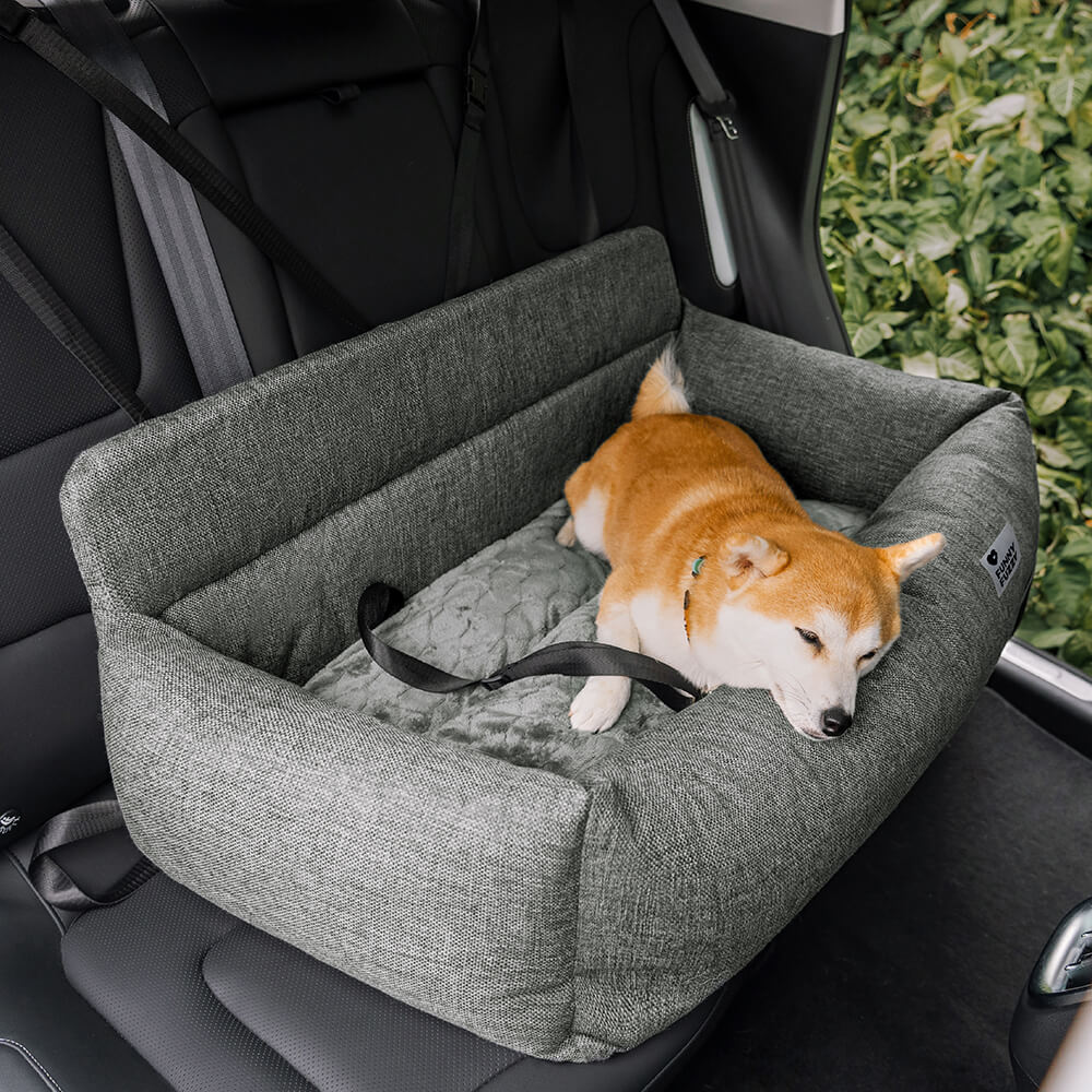 Funny Fuzzy Pet Car Seat Bed Durable Washable Fabric Safety Straps Anti-Slip Design for Dogs — Image 2