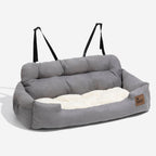 Funny Fuzzy Pet Car Seat Bed Plush Cushion Safety Belts Gray — Image 21