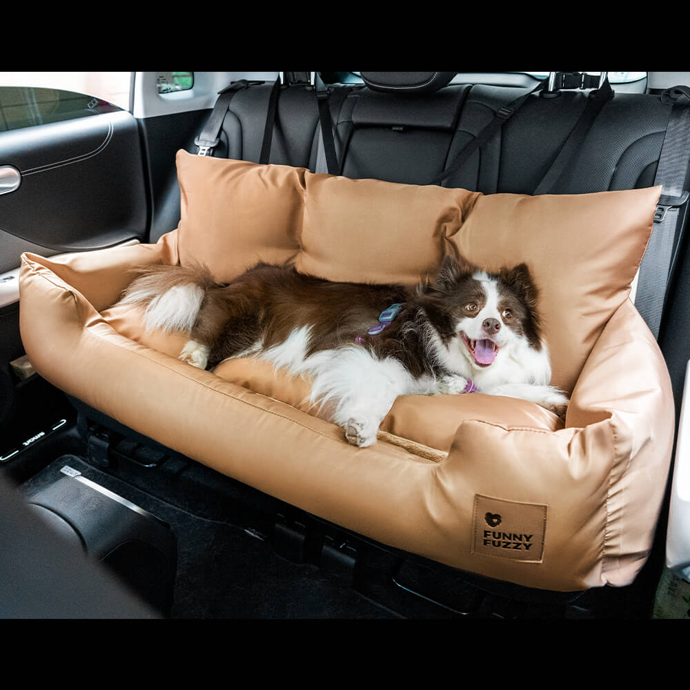 Funny Fuzzy Pet Car Seat Bed Plush Cushion Safety Belts Gray — Image 35