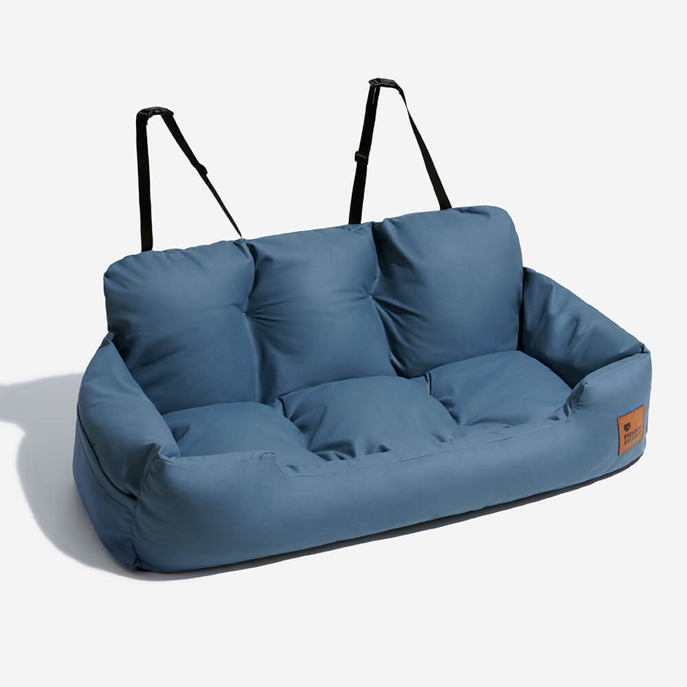 Funny Fuzzy Pet Car Seat Bed Plush Cushion Safety Belts Gray — Image 23