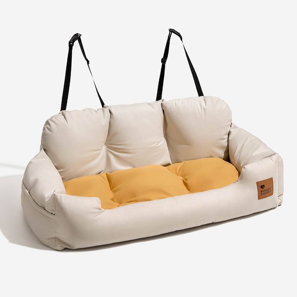 Funny Fuzzy Pet Car Seat Bed Plush Cushion Safety Belts Gray — Image 22