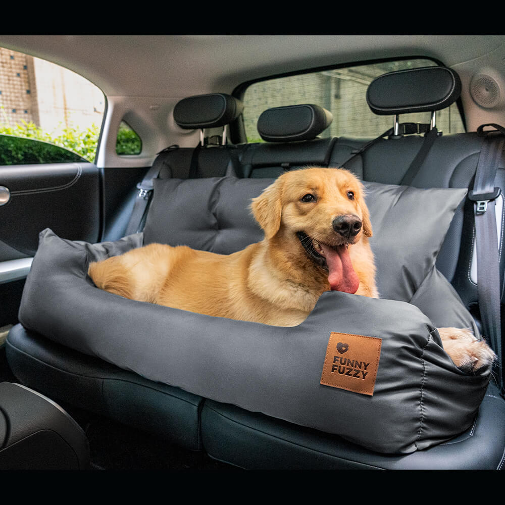 Funny Fuzzy Pet Car Seat Bed Plush Cushion Safety Belts Gray — Image 30