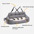 Funny Fuzzy Pet Car Seat Bed Plush Cushion Safety Belts Gray — Image 3