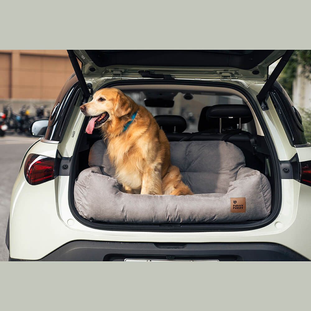 Funny Fuzzy Pet Car Seat Bed Plush Cushion Safety Belts Gray — Image 18