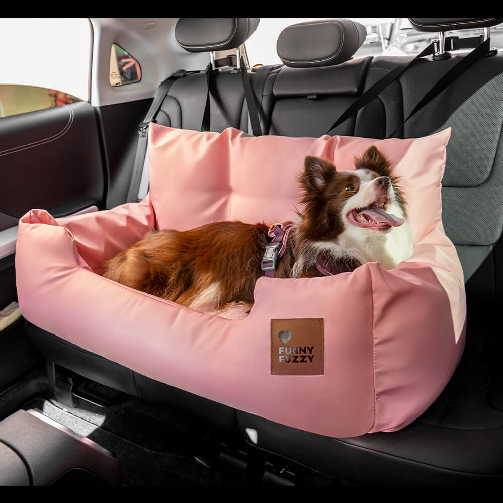 Funny Fuzzy Pet Car Seat Bed Plush Cushion Safety Belts Gray — Image 31