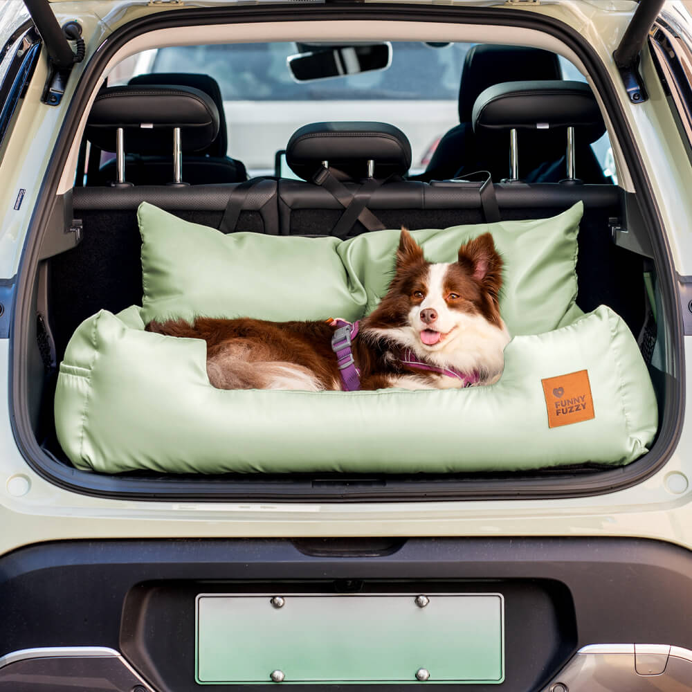 Funny Fuzzy Pet Car Seat Bed Plush Cushion Safety Belts Gray — Image 33