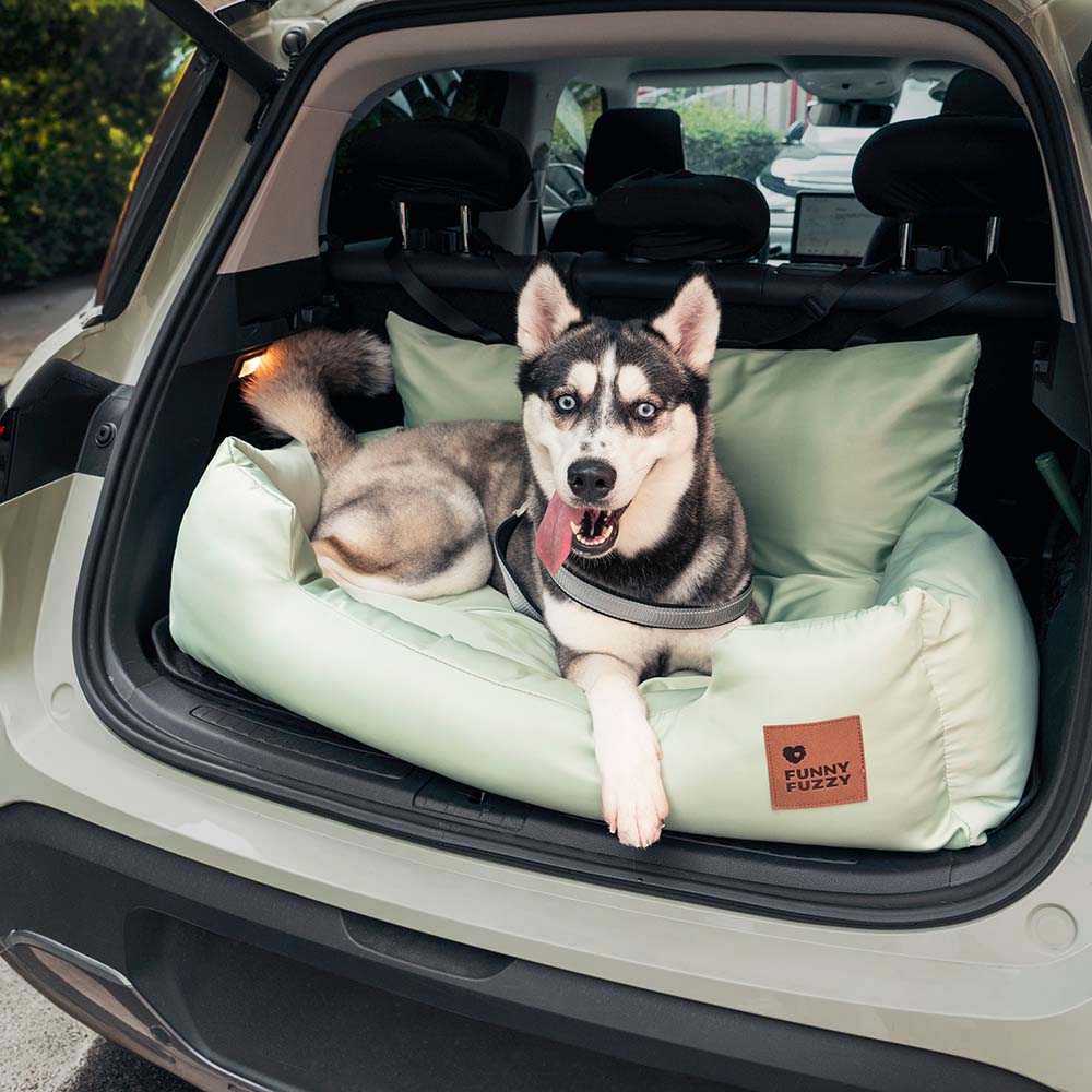 Funny Fuzzy Pet Car Seat Bed Plush Cushion Safety Belts Gray — Image 34