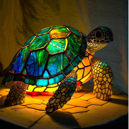 Handcrafted Stained Glass Animal Table Lamp Multicolor Decorative Accent Light — Image 14
