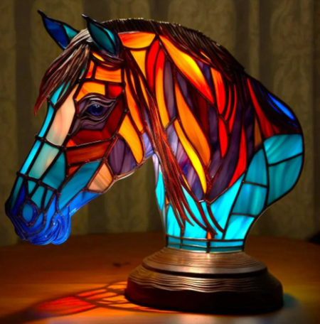 Handcrafted Stained Glass Animal Table Lamp Multicolor Decorative Accent Light — Image 15