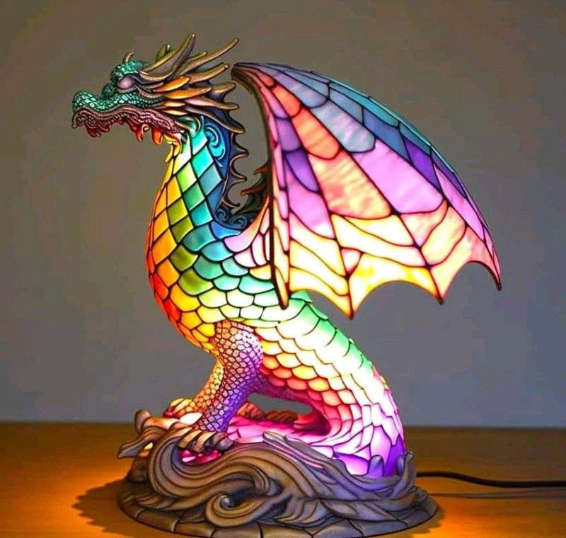 Handcrafted Stained Glass Animal Table Lamp Multicolor Decorative Accent Light — Main Image