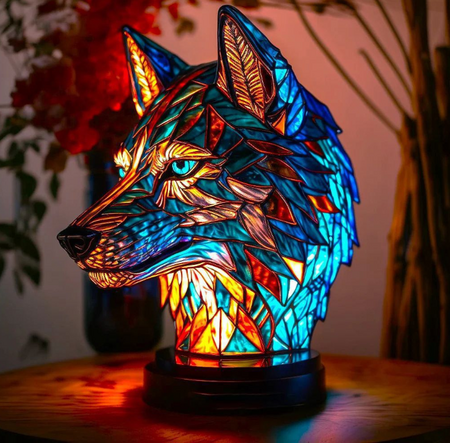 Artistic Stained Glass Unicorn Table Lamp Multicolor Tiffany Style Home Decor — Image 15