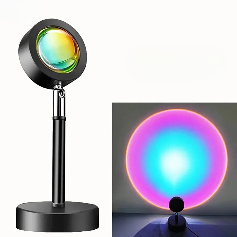 Smart LED Sunset Projection Lamp Adjustable Ambient Light Black Metal — Image 10