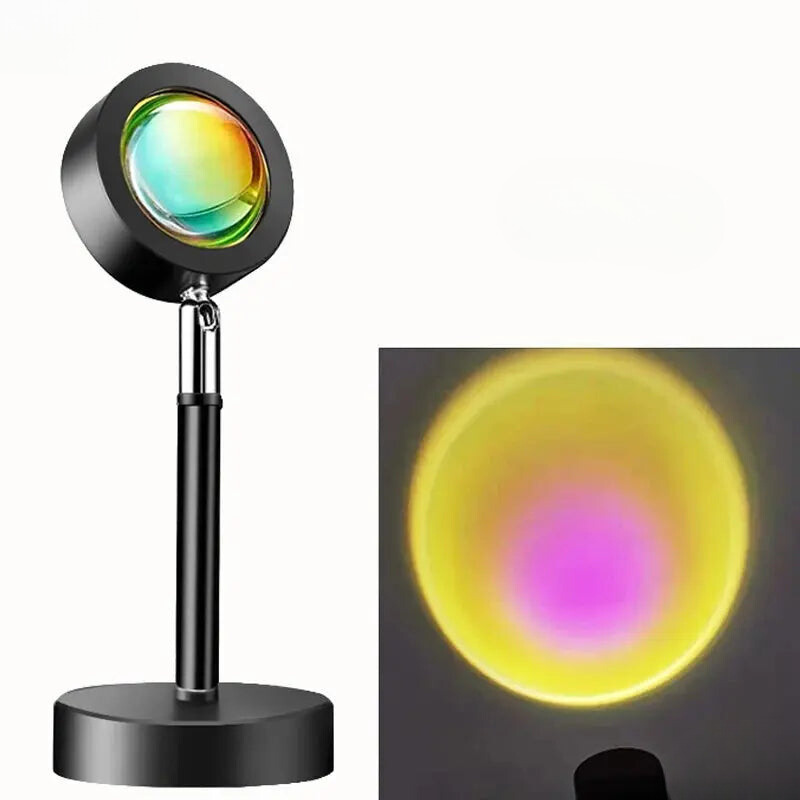 Smart LED Sunset Projection Lamp Adjustable Ambient Light Black Metal — Image 9