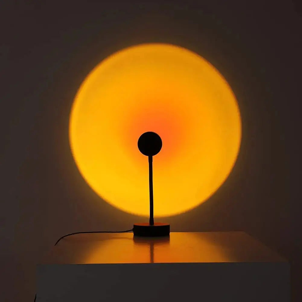 Smart LED Sunset Projection Lamp Adjustable Ambient Light Black Metal — Main Image