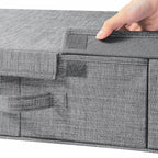 Underbed Storage Organizer Grey Fabric Foldable Box with Lid for Clothes and Blankets — Image 7