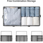 Underbed Storage Organizer Grey Fabric Foldable Box with Lid for Clothes and Blankets — Image 5