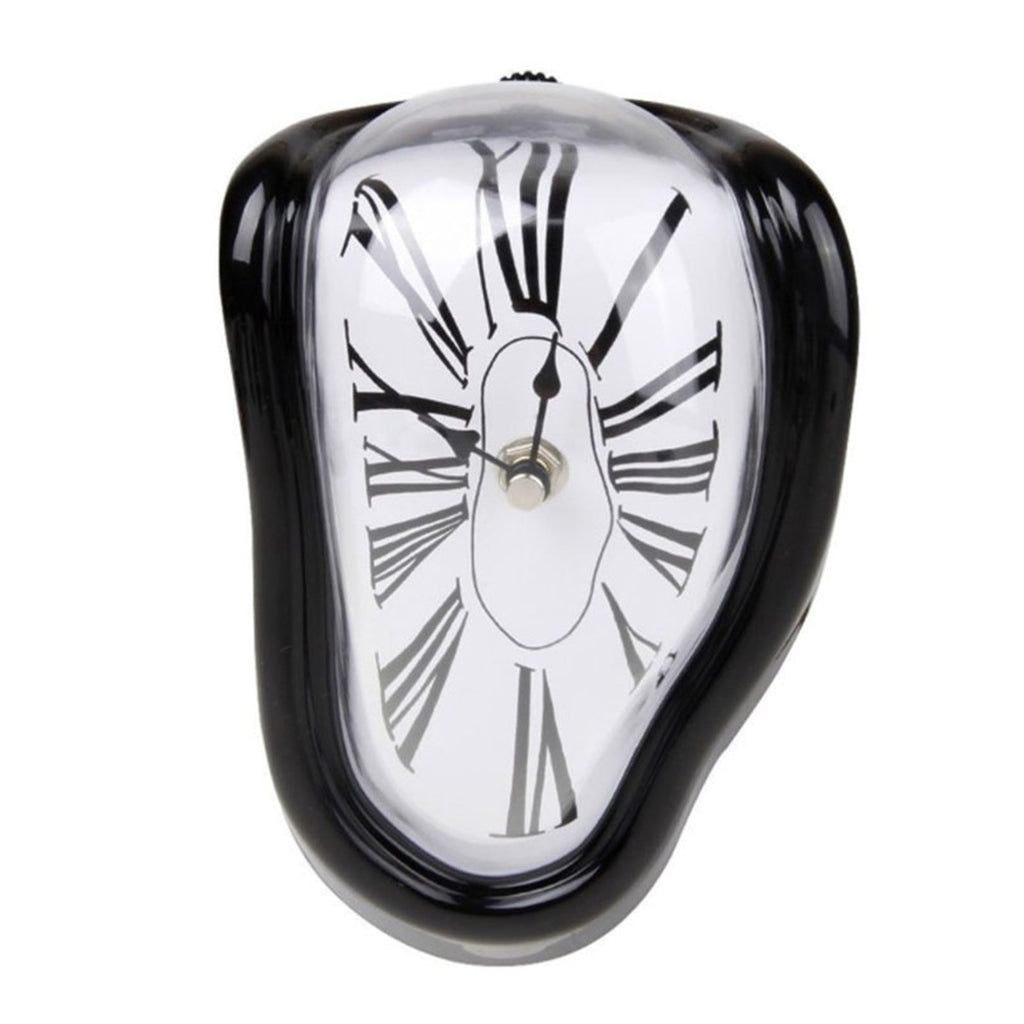 Modern Melting Shelf Clock Roman Numerals Art-Inspired Desk Decor Silver — Image 10