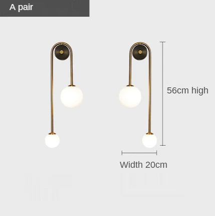 Modern Wall Sconce Light Fixture Iron Frosted Glass Dual Globe 56cm Gold — Image 10