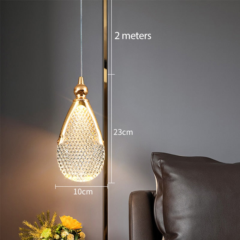 Luxury Acrylic Pendant Light Modern Electroplated Ceiling Lamp Gold — Image 2